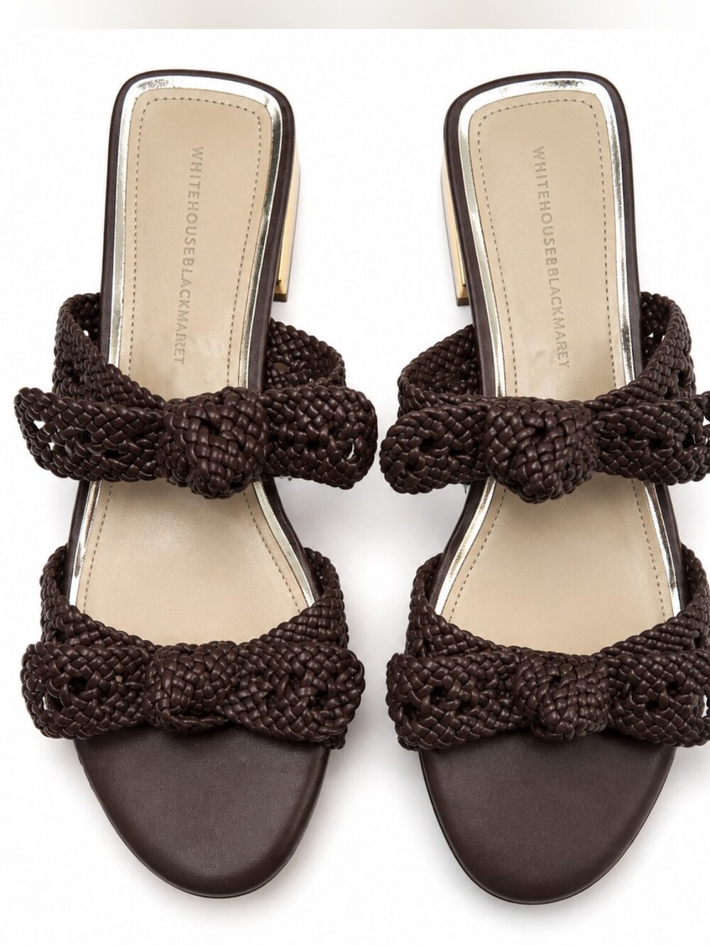 White House Black Market Rocky Cliff Braided Sandals Brown Womens 7.5M Low Heel